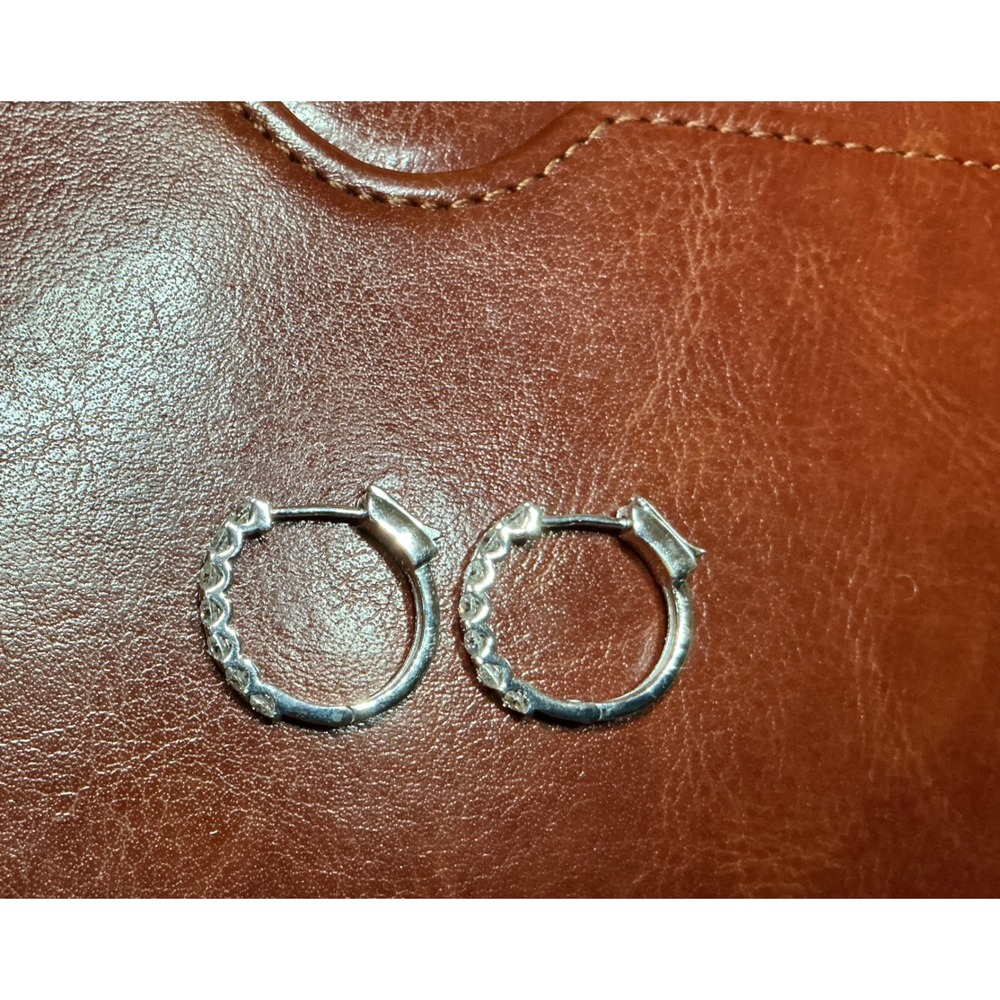 Diamond Sterling Silver Hoop Earrings, tension set, 1.10 carats - Picture 5 of 14